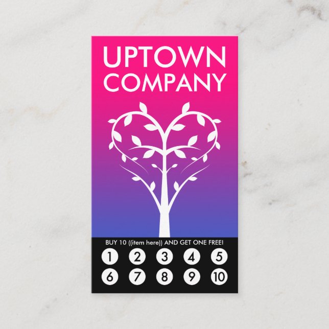 Tree Heart Loyalty Punch Card Treuekarte (Vorderseite)