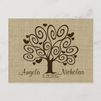 Tree Hearts Wedding Response Card Einladungspostkarte