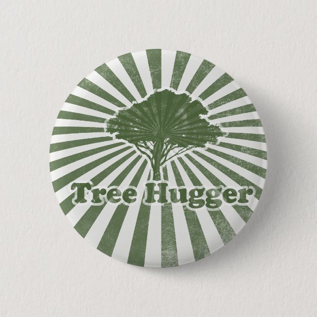 Tree Hugger Denke ökologisch Button (Vorderseite)