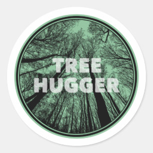 Tree Hugger Green Runder Aufkleber