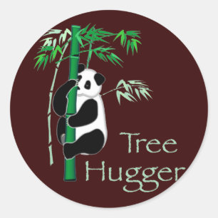 Tree Hugger Panda Runder Aufkleber