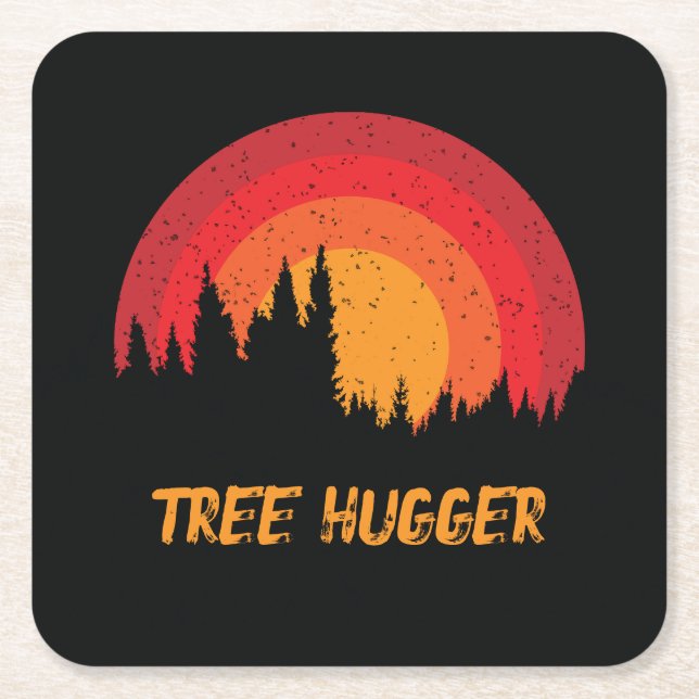 Tree Hugger Retro Not leidender Umweltschützer Rechteckiger Pappuntersetzer (Vorderseite)
