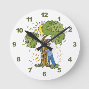 Tree Hugger Runde Wanduhr