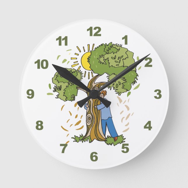Tree Hugger Runde Wanduhr (Vorderseite)