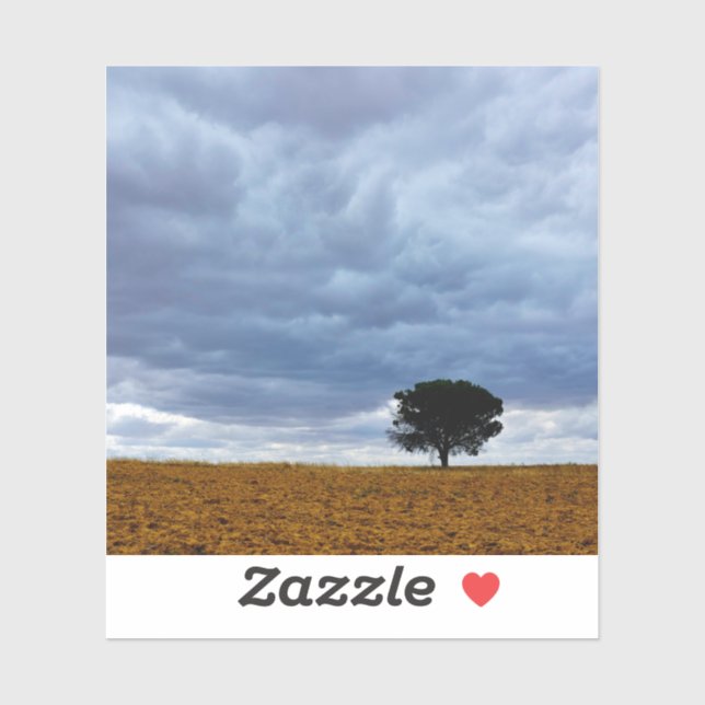 Tree in an empty field aufkleber (Blatt)