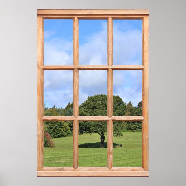 Tree in Countryside View from a Window Poster (Vorne)