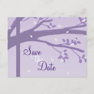 Tree in Silhouette Lila Save the Date Postkarte