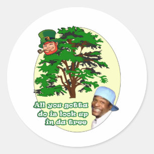 Tree Leprechaun Runder Aufkleber