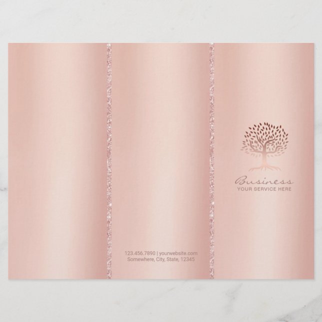 Tree Logo Rose Gold Tri-Fold Wellness-Center Salon (Vorderseite)