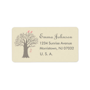 Tree Love Birds Custom Address Label Adressaufkleber