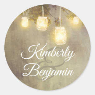 Tree Mason Jar Lights Rustikale Hochzeit Runder Aufkleber