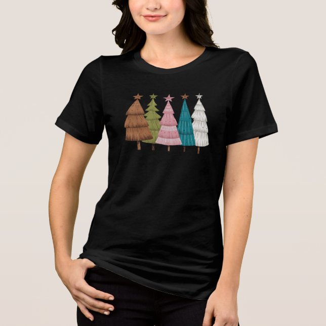 Tree-mendous Christmas, eine ganze Lotta Trees Tri-Blend Shirt (Vorderseite)