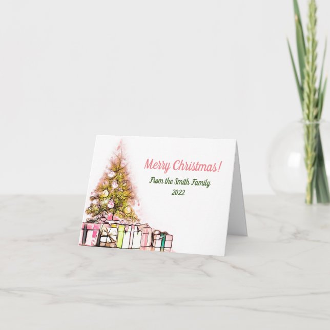 Tree mit Presents Christmas Card Dankeskarte (Vorderseite)