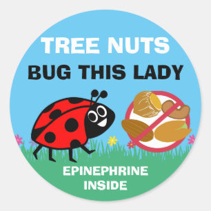 Tree Nut Allergy Alert Epinephrine Ladybug Runder Aufkleber
