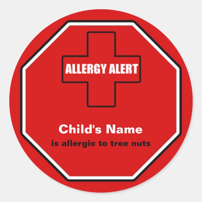 Tree Nuts Allergy Medical Alert Custom ml Aufklebe Runder Aufkleber (Vorderseite)