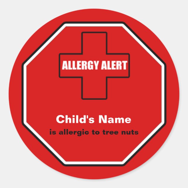 Tree Nuts Allergy Medical Alert Custom Std Sticker (Vorderseite)