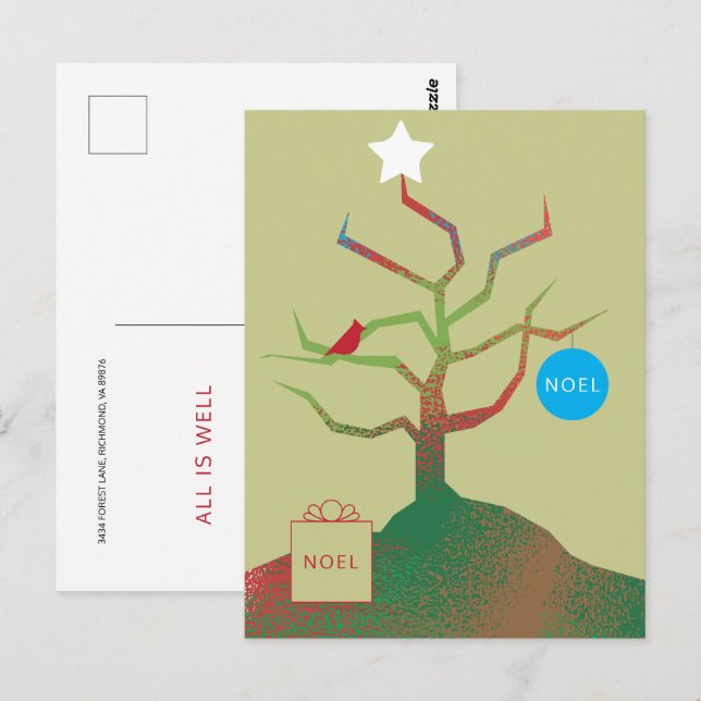 Tree of Art Christmas Card Postkarte (Vorne/Hinten)