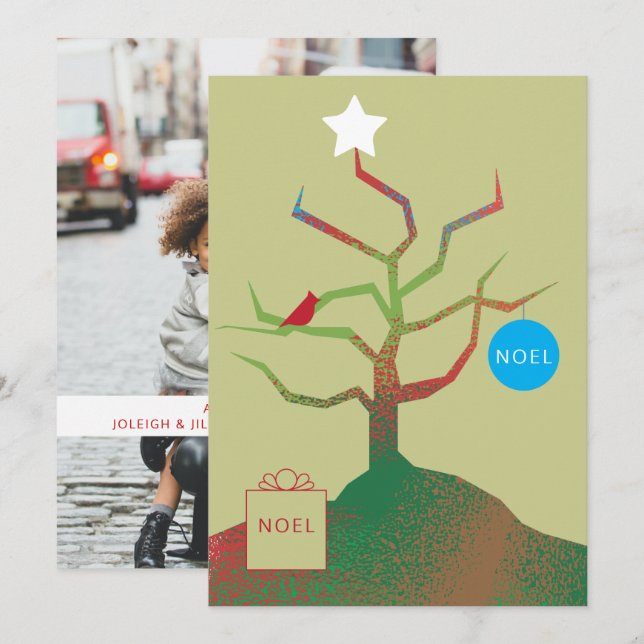 Tree of Art Christmas Foto Card Karte (Vorne/Hinten)