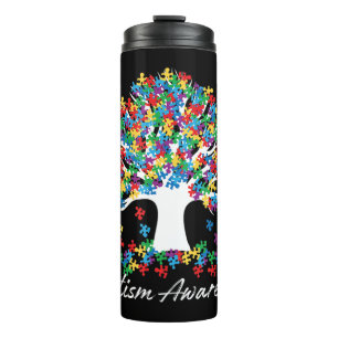 Tree of Autismus Awareness Month Life ASD Männer F Thermosbecher