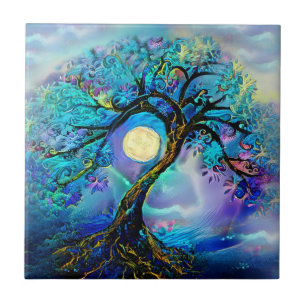 Tree of Blue Hues Keramik Tile Fliese