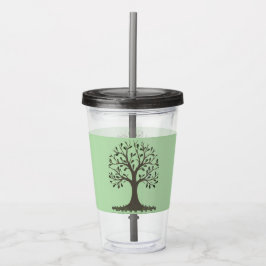 🌳 Tree of Life Acrylic Tumbler with Straw - Drink Acryltrinkbecher