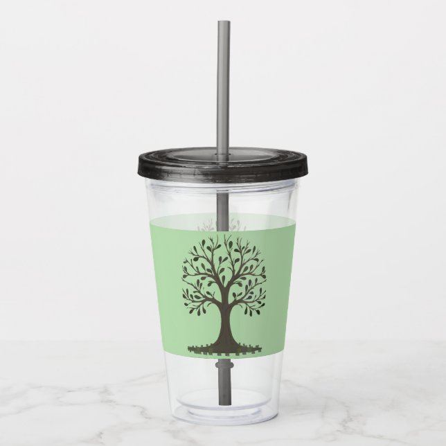 🌳 Tree of Life Acrylic Tumbler with Straw - Drink Acryltrinkbecher (Vorderseite)