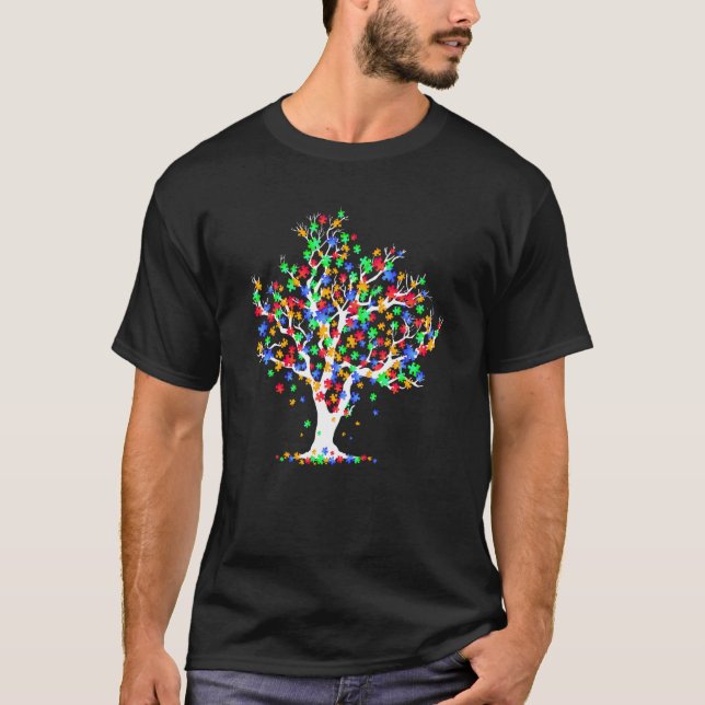 Tree Of Life Autism Awareness Month ASD Supporter T-Shirt (Vorderseite)