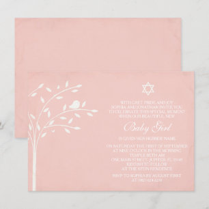 Tree of Life Baby Girl Naming Day Invite, Pink Einladung