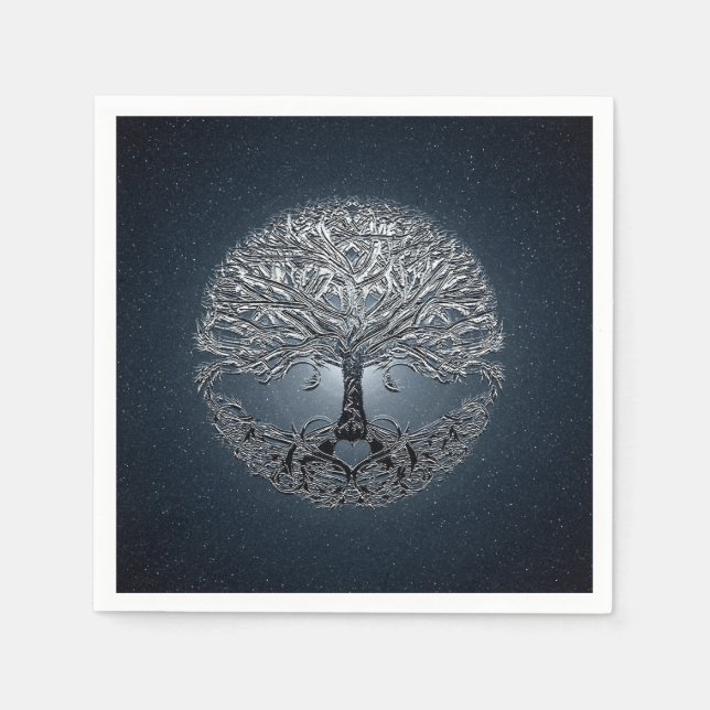 Tree of Life Blue Sky Friedlich Night Serviette (Vorderseite)