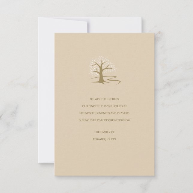 Tree of Life Buff Beileid Vielen Dank Karte (Vorderseite)