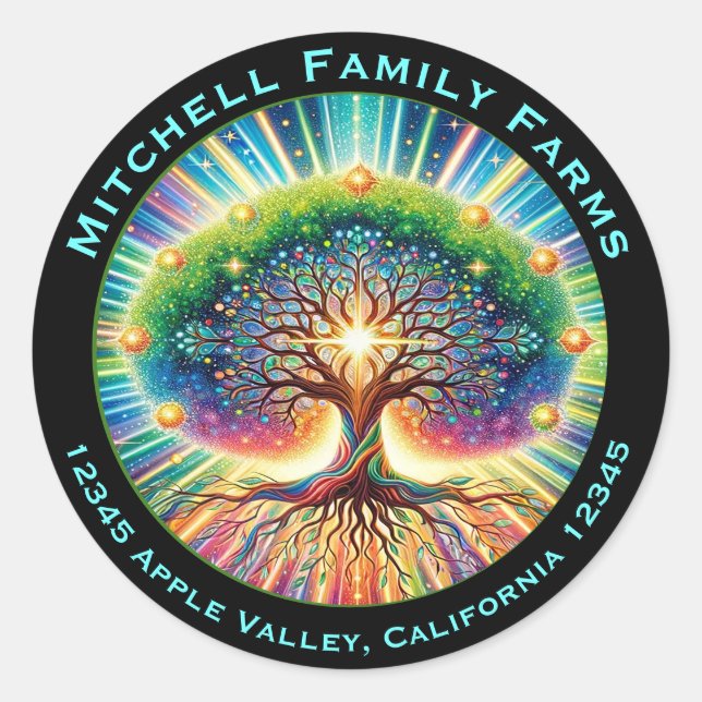 Tree of Life Business Logo Classic Round-Aufkleber Runder Aufkleber (Vorderseite)
