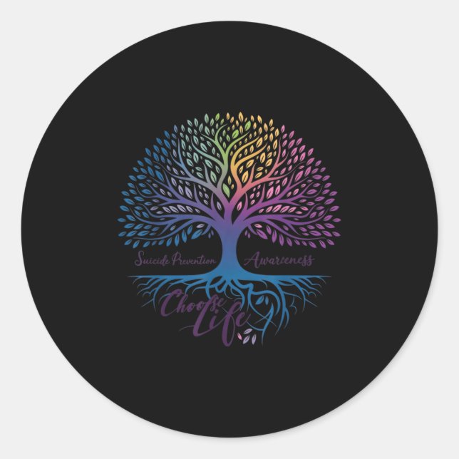 Tree Of Life Choose Life Suicide Prevention Awaren Runder Aufkleber (Vorderseite)