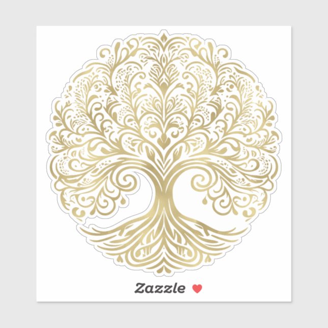 Tree of Life Cream & Gold Celtic Wedding Aufkleber (Blatt)