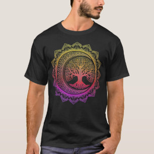 Tree of Life Cresent Moon Phasen Floral Mandala Yo T-Shirt