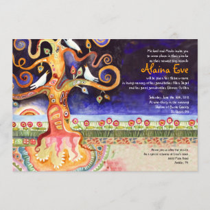 Tree of Life Doves Baby Naming Einladung