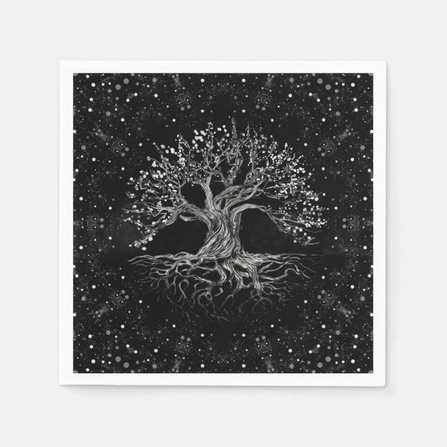 Tree of Life Drawing Black and White Serviette (Vorderseite)