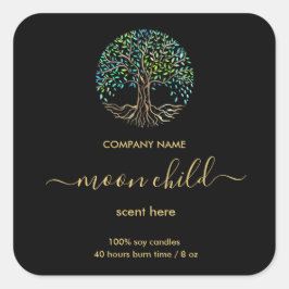 Tree of Life Intension Celestial Jar Label Quadratischer Aufkleber