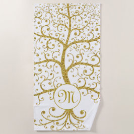 Tree of Life Monogram Gold Luxury Modern Strandtuch