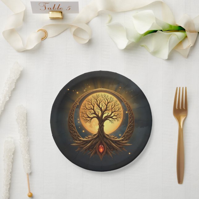 Tree of Life – Moonlit Enlightenment Pappteller (Hochzeit)