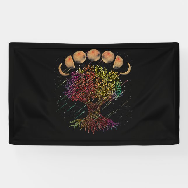 Tree of Life Phases of the Moon Banner (Horizontal)