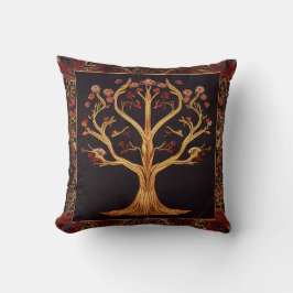 Tree of LIfe Red Gold Black Embroidery by Kedoki Kissen