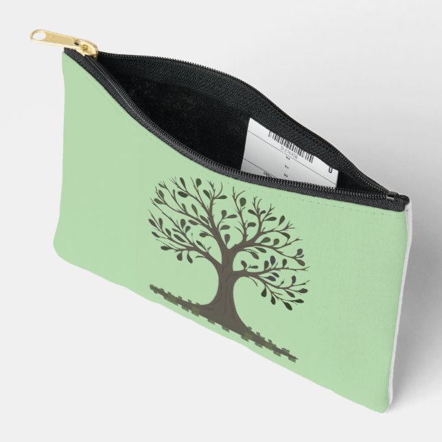 🌳 Tree of Life Requory Pouch - Green & White Zubehörtasche (Offen)