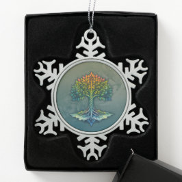 Tree of Life Shifting Dawn  Schneeflocken Zinn-Ornament