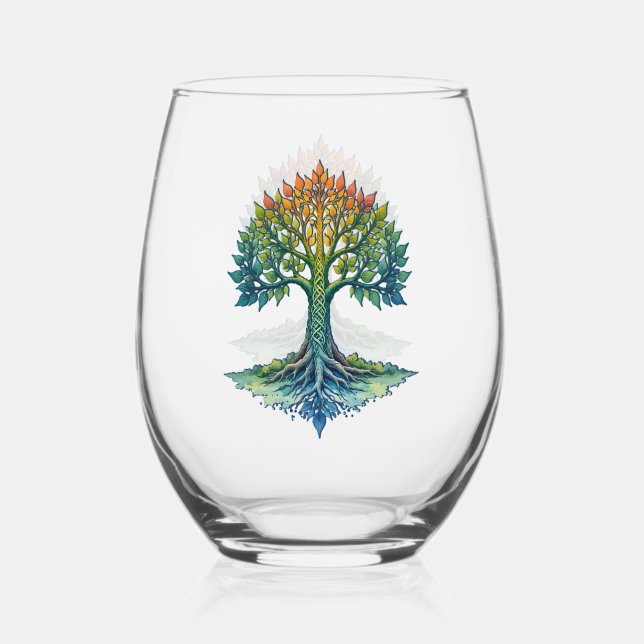 Tree of Life Shifting Dawn  Weinglas Ohne Stiel (Vorderseite)