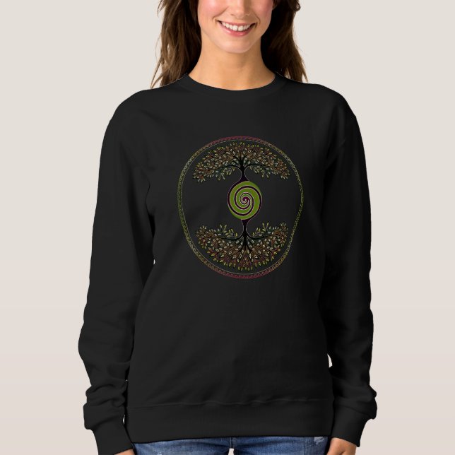 Tree of life Spiral Earth Yggdrasil Norse Celtic V Sweatshirt (Vorderseite)