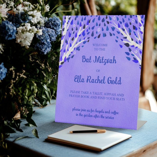 Tree of Life Stars Custom Bat Bar Mitzvah Sign Sockelschild (Tree of Life Stars Custom Bat Bar Mitzvah Sign
)