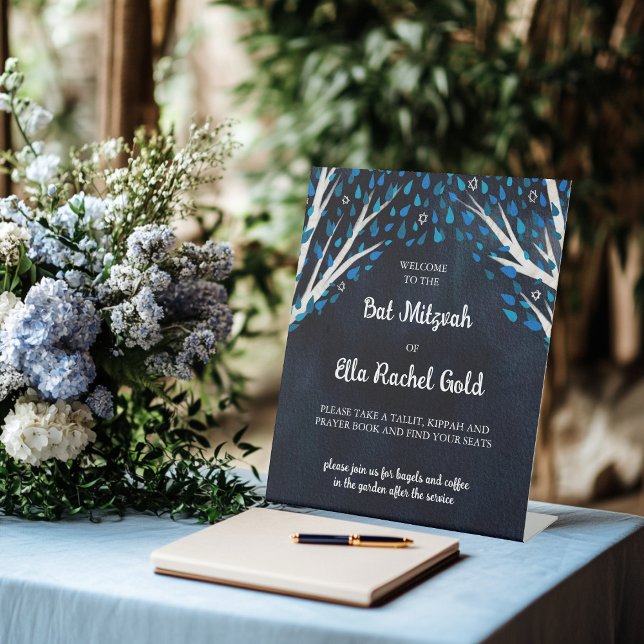 Tree of Life Stars Custom Bat Bar Mitzvah Sign Sockelschild (Tree of Life Stars Custom Bat Bar Mitzvah Sign
)