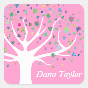Tree of Life Stars Monogram Name Gift Cookie Quadratischer Aufkleber