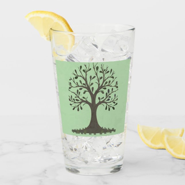 🌳 Tree of Life Tall Drinking Glass - Barware 🥛 Glas (Vorderseite Ice)