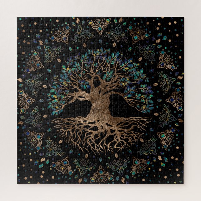 Tree of life - Yggdrasil Golden and Marble ornamen (Vertikal)
